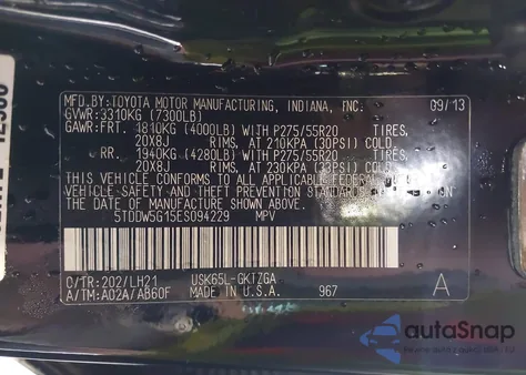 2014 Toyota Sequoia Platinum 5.7L V8 from USA, damaged, VIN 5TDDW5G15ES094229